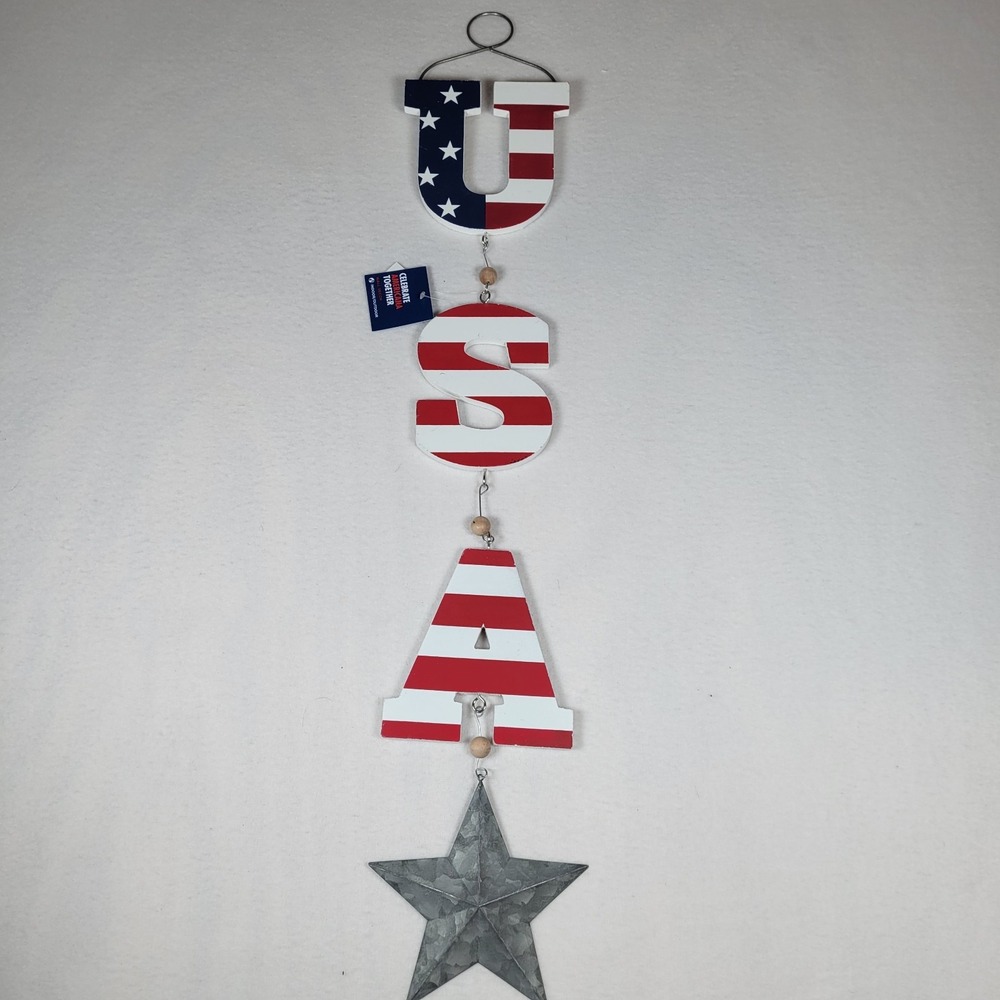 Patriotic USA Letters Wooden‎ Wall Or Door Hanger
